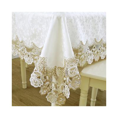 China Good quality round modern hot sale polyester embroidered tablecloth for sale