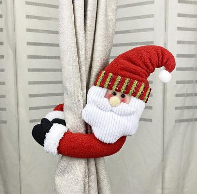 China Fabric Christmas Curtain Buckle Snowman Santa Curtain Tie Backs Holiday Window Scene Curtain Tie Back for sale