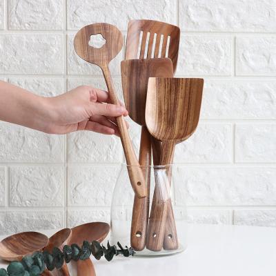 China Viable Hot Selling Kitchenware Wood Cookware Sets Spoon Spatula Wooden Kitchen Tools Teak Wood Kitchen Tableware for sale