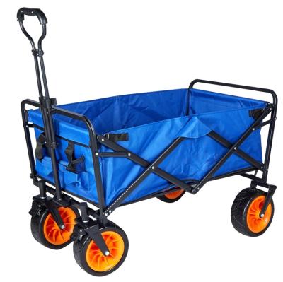 China Portable Tools 4 Wheels Storage Basket Garden Beach Trolley Folding Camping Cart Shopping Carts for sale