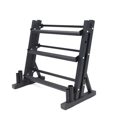 China Commercial Goods Three Layer Dumbbell Rack Rack For Dumbbells Black Fitness Customized Steel Logo for sale