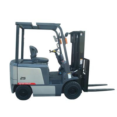 China Hotels 2.5 ton electric forklift with 3 stage mast side clutch battery forklift for sale