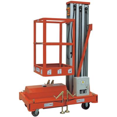 China Aluminum Aerial Work Platform 150Kg Construction Works AWP6-1000 Single Mast Movable Aerial Max Height 6 M 8M 10m for sale