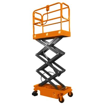 China Hotels 3.9m Lift Work Platform Scissor Lift Platform 300kg Mini Manual Scissor for sale