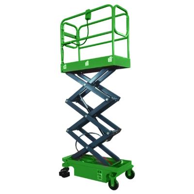 China Hotels Lift Work Platform Scissor Lift Platform 300kg 3.9m Mini Manual Scissor for sale