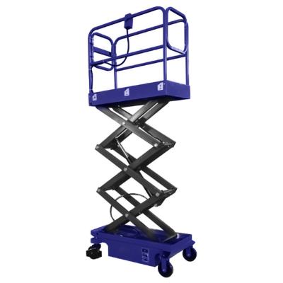 China Hotels Lift Work Platform Scissor Lift Platform 300kg 0.3ton 3.9m Mini Manual Scissor for sale