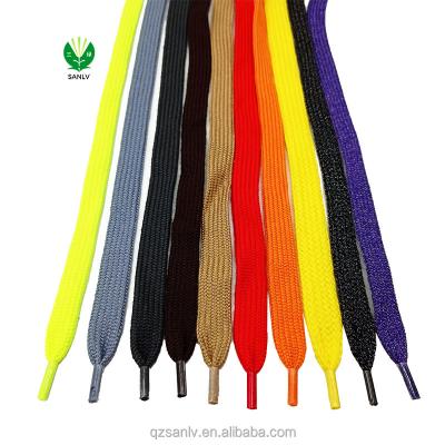 China Custom Viable Logo Drawstring Cord Colored Hoodies Flat Cord With Plastic Color Shiny Strings for sale