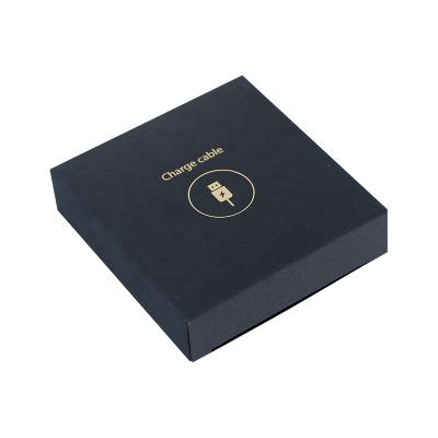 China Shenzhen Handmade Fancy Black Box For Charging Cable Black Box With Stamping Custom Logo for sale