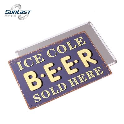 China Europe and America Custom Vintage Beer Advertising Embossed Old Metal Tin Signs for sale