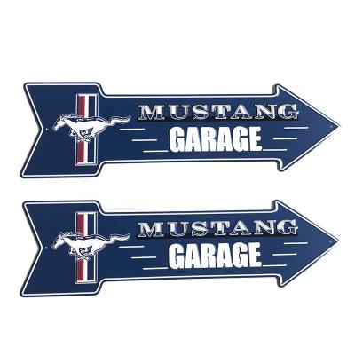 China All Country Mustang Garage Sign Road Direction Embossed Sign Custom Metal Aluminum Arrow Sign for sale