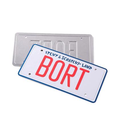 China Custom Customized Personalized USA Bike Mini License Plate Embossed License Plate for sale