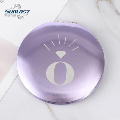 China Factory Fashion Lighted Custom Logo Design Round Magnifying Compact Mini Metal Cosmetic Mirror Makeup Mirrors for sale