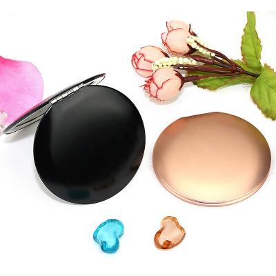 China Double Lighted Metal Beauty Round Makeup Small Mirror Pocket Custom Mirror For Handheld Mini Magnify Mirror for sale