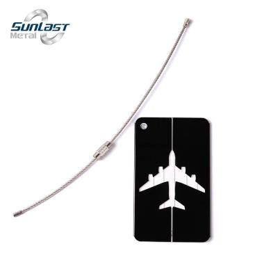 China Promotion Gift Metallic Wholesale Custom Metal Black Airplane Luggage Tags For Suitcase for sale