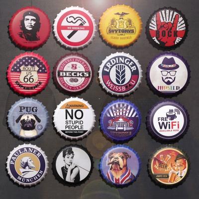 China Custom Round Beer Bottle Cap Sign Retro Europe Beer Bottle Decor Dish Bar Wall Home Decor for sale