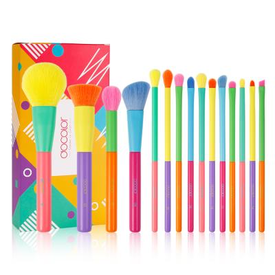 China Angular Blush Original Factory Price Rainbow Color 15pcs Colorful Makeup Set Brush Hot Selling Dream for sale