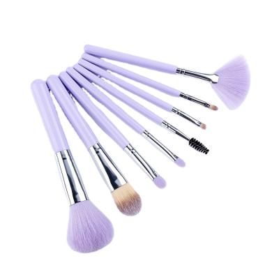 China Angular Blush 8 Wooden Roses Custom Wholesale Purple Blue Synthetic Makeup Brush Set With Case Makeup Brush Professional Seller for sale