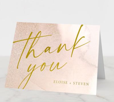 China paper & Custom Cardboard 4x3 inch Thank You Foiled Card Design Vellum Thank You Card Mini Bridesmaid Cards for sale