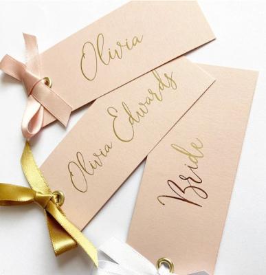 China Other 3 inch custom x 1.5 blush foiled place card tags gold foil rose gold foil per tag for sale