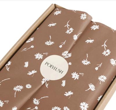 China Custom Moisture Proof Wrapping Paper Luxury Wrapping Paper Logo Gift Daisies Tissue Paper Printed For Apparel Gift for sale