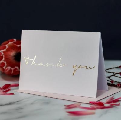 China Gift.Shopping.Food.Candy. Custom Made Luxury Custom Agriculture 800g Thick Paper Thank You Postcard With Foil Logo Wedding Note Cards for sale