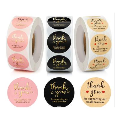 China Custom Heat Sensitive Self Adhesive Circle Laminated Sticker Paper Printing Around Logo Rose Gold Foil Labels for sale