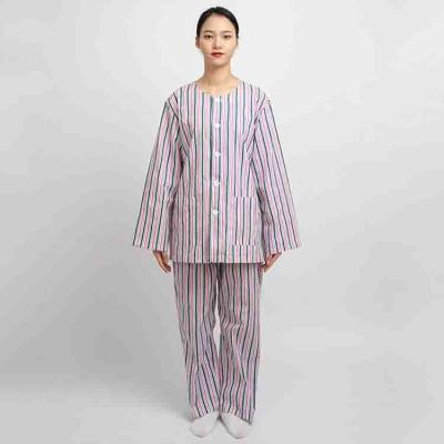 China Washable medical hospital clothing 100% cotton stripe reusable patient clothes uniform for sale