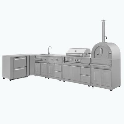 China Adjustable Height Outdoor BBQ Island With 304 SS Pizza Oven For Outdoor Kitchen for sale