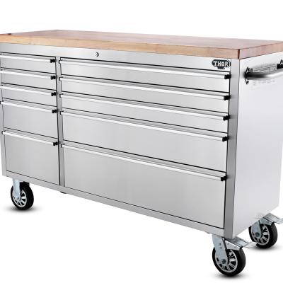 China 55 Inch Stainless Steel Tool Box With 4 Wheel Movable Tool Chest 55