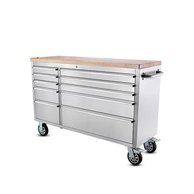 China 55 inch garage toolcabinet HYXION HTC5510W 4 stainless steel casters tool storage 10 drawers use garage for sale