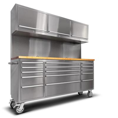 China 96 Tool Boxes Stainless Steel Tool Cabinet On Wheels Stainless Steel Sliding Tool Chest 72 Inch Tool Cabinet For Garage Storage for sale