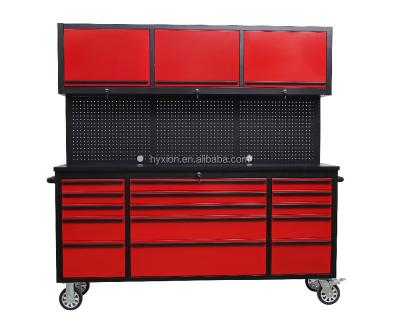 China Rubber Wood On Top 72 Inch Red Powder Coating Tool Trolley Cabinet Us General Tool Cabinet for sale