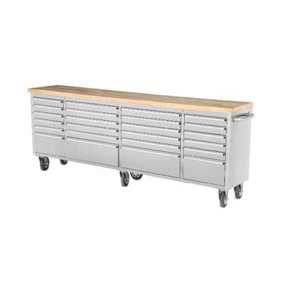 China Hot Sale Stainless Steel 96 Inch Stainless Steel Tool Chest 24 Drawers HTC9624W for sale