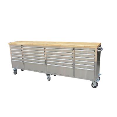 China Large 96 inch mobile stainless steel tool chest with 24 drawers for sale