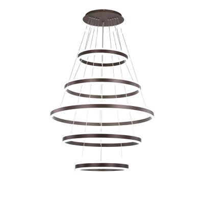 China New Brown 4 Rings Contemporary Acrylic Light Fixture Large Pendant Outdoor Mounted Modern Led Chandelier for sale