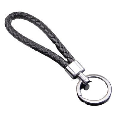 China Promotional Gifts Key Chain PU Leather Braided Woven Key Chain Rope Rings Fit DIY Circle Pendant Key Chains Holder Car Key Rings for sale