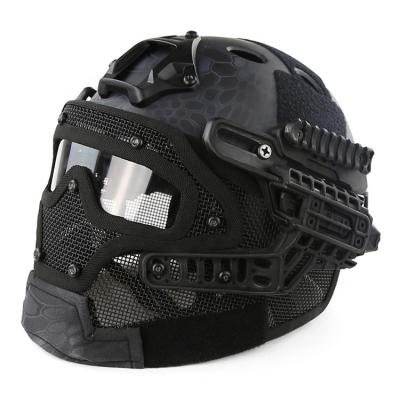 China Military Tactical Quick Type ABS PJ Helmet With Mask Goggles Full Face Helmet FOR Hunting Airsoft Army Combat Bullet Proof for sale