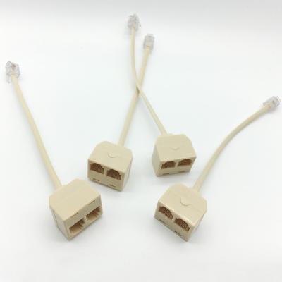 China PVC rj11 6p4c cord rj11 6P4C male to dual female rj45 CABLE for sale