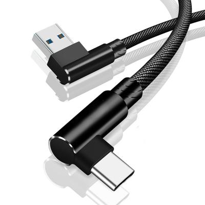 China Fast Charging Durable Braided 2.4A USB To Type C Fast Charging 90 Degree Data USB Adapter Right Angle Mobile Cable for sale