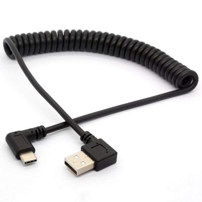 China Custom Android Phone Spring Coiled USB To Type C Extension Cable For USB Charger Adapter Data Wire Data Cable for sale