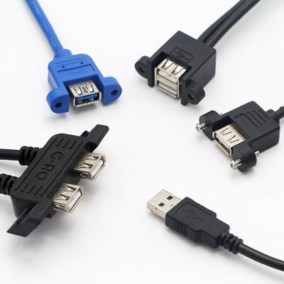 China Custom Screw Lcoking Security Screw Mini Usb Micro A Since C Panel Mount Female To Male Usb 2.0 3.0 Extension Cable for sale