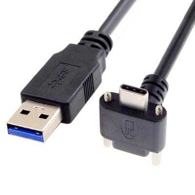 China 90 Degree Angle Custom 90 Degree Angle Panel Security Screw Mount USB 3.0 A Male To Type C Cable for sale