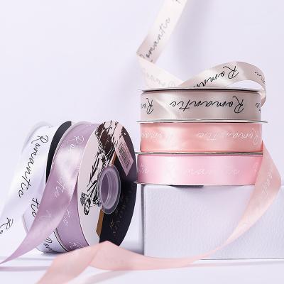 China DIY Bowknot Sustainable Polyester Printed Satin Ribbon Gift Wrapping And Flowers Packaging Polyester Ribbon for sale