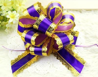 China Poly Ribbon Floral Simple Valentine Decoration Present Wrapping Cord POM POM Pull Bow for sale