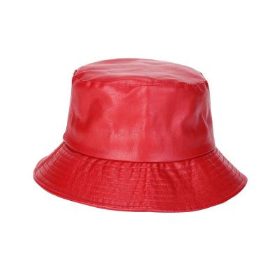 China Street Custom Red Vintage Hip Hop Women Leather Character 2021 Pu Waterproof Bucket Hat for sale