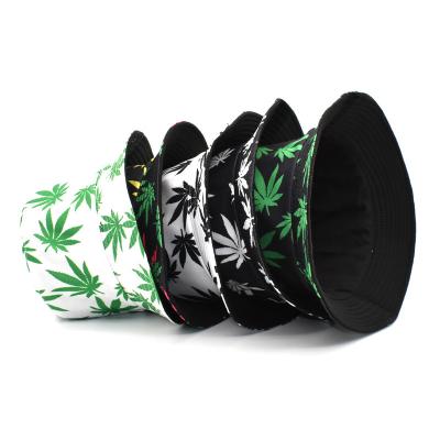 China Custom Printed Image Weed Fishing Bucket Hat Wear Weed Double Side Leaf Bucket Hat for sale