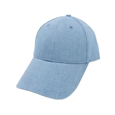 China Hat Factory COMMON Baseball Cap With Striped Custom Cotton Jean Denim Blank Baseball Cap 6 Panel Blue for sale