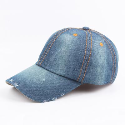 China Denim Distressed Sun Visor Hat 6 Panel White Fashion Topi JOINT Washed Baseball Cap Lelaki for sale