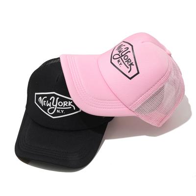 China COMMON Hot Selling 5 Panel Summer Sun Shade Polyester Pink Trucker Hat for sale