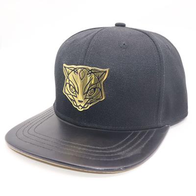 China Custom Metal Logo Men Snapback Caps Hat OEM Hip Hop Classic Flat Panel Gorras COMMON Edge 6 Bulk for sale